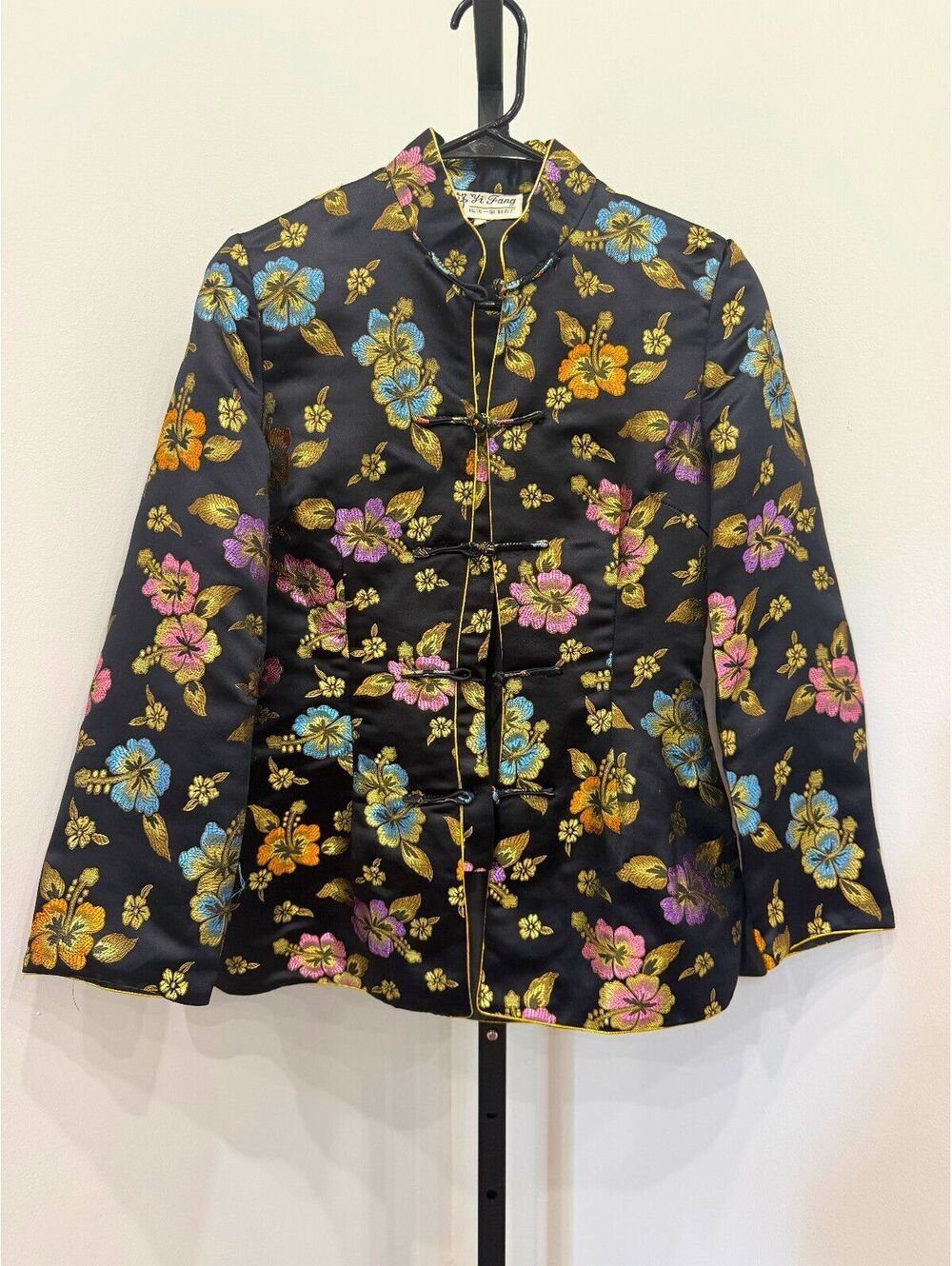 Vintage Chinese Floral Brocade Jacket with Frog Closures